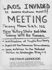 "LAOS INVADED" -- VALLEY STATE ANTI-WAR GROUP FLIER