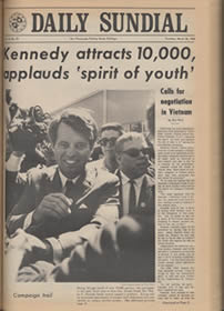 DAILY SUNDIAL, TUESDAY, MARCH 26, 1968: “KENNEDY ATTRACTS 10,000, APPLAUDS ‘SPIRIT OF YOUTH’”