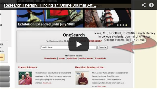 article citation in onesearch research therapy video