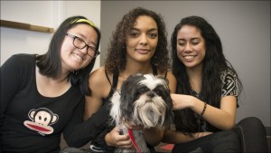 Dog named Sparky and students