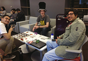 CSUN Board Game Club members playing a game in ASRS room