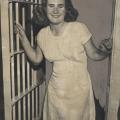 Seventeen-year-old Beulah Louise Overell is booked on suspicion of murder following a mysterious explosion aboard a yacht owned by her parents, Mr. and Mrs. Walter Overell, who met death in the blast (Herald-Express Photo), March 20, 1947.