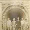Aqueduct workers pose at the Elizabeth Tunnel, ca. 1910. Catherine Mulholland Collection.