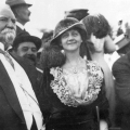 Harrison Gray Otis, Ellen Beach Yaw, and William Mulholland at the dedication and opening day ceremonies for the Los Angeles Aqueduct, 5 November 1913. Catherine Mulholland Collection.