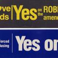 Bumper stickers by Californians Against Forced Busing voicing support for the "Robbins Amendment" (Proposition 1), 1979. Daily News Morgue Files of the Bustop Campaign Collection. Bumper stickers by Californians Against Forced Busing voicing support for the "Robbins Amendment" (Proposition 1), 1979. Daily News Morgue Files of the Bustop Campaign Collection.