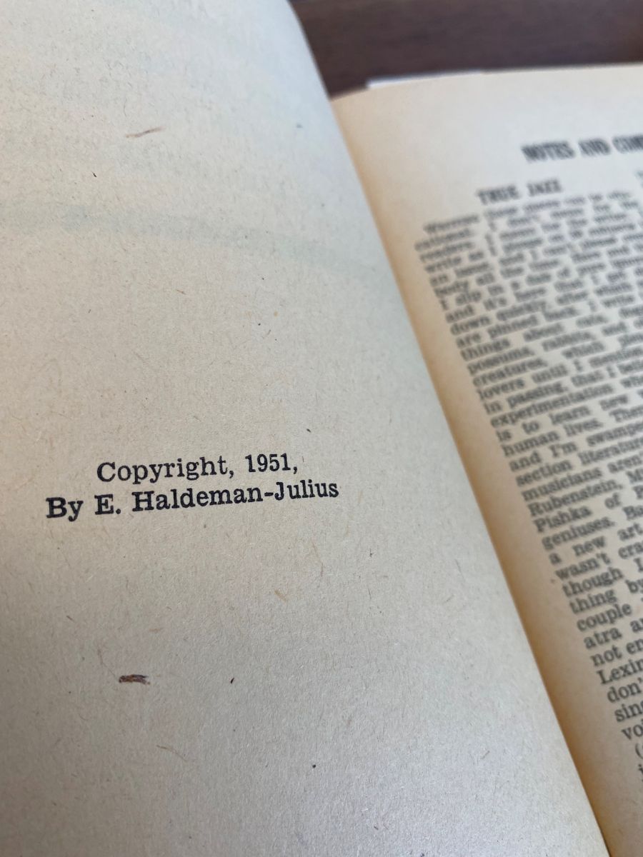 "Notes and Comments, Reflections on The Passing Show" Copyright Statement, Emanuel Haldeman-Julius Big Blue Books and Larger Books Collection (EHJB)
