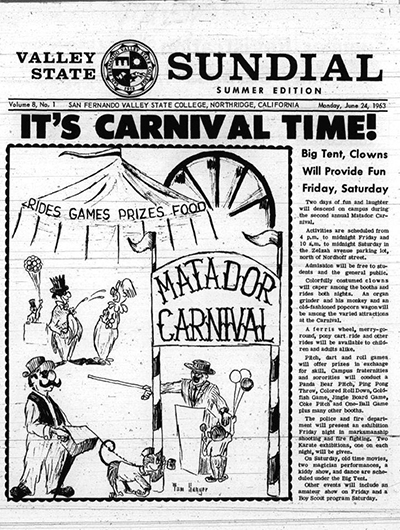 Summer Sundial article highlighting a free carnival on campus in 1963, June 24, 1963