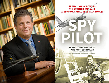 Author Gary Powers Jr, and book cover for Spy Pilot