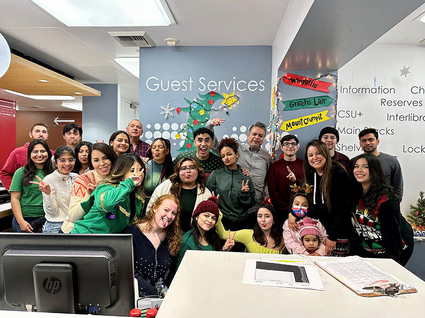 group photo of guest services at CSUN's University Library