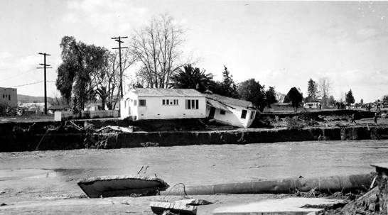 Los Angeles River flood in North Hollywood, 1938