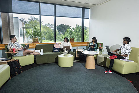 Students in the TCC/MM Lounge area