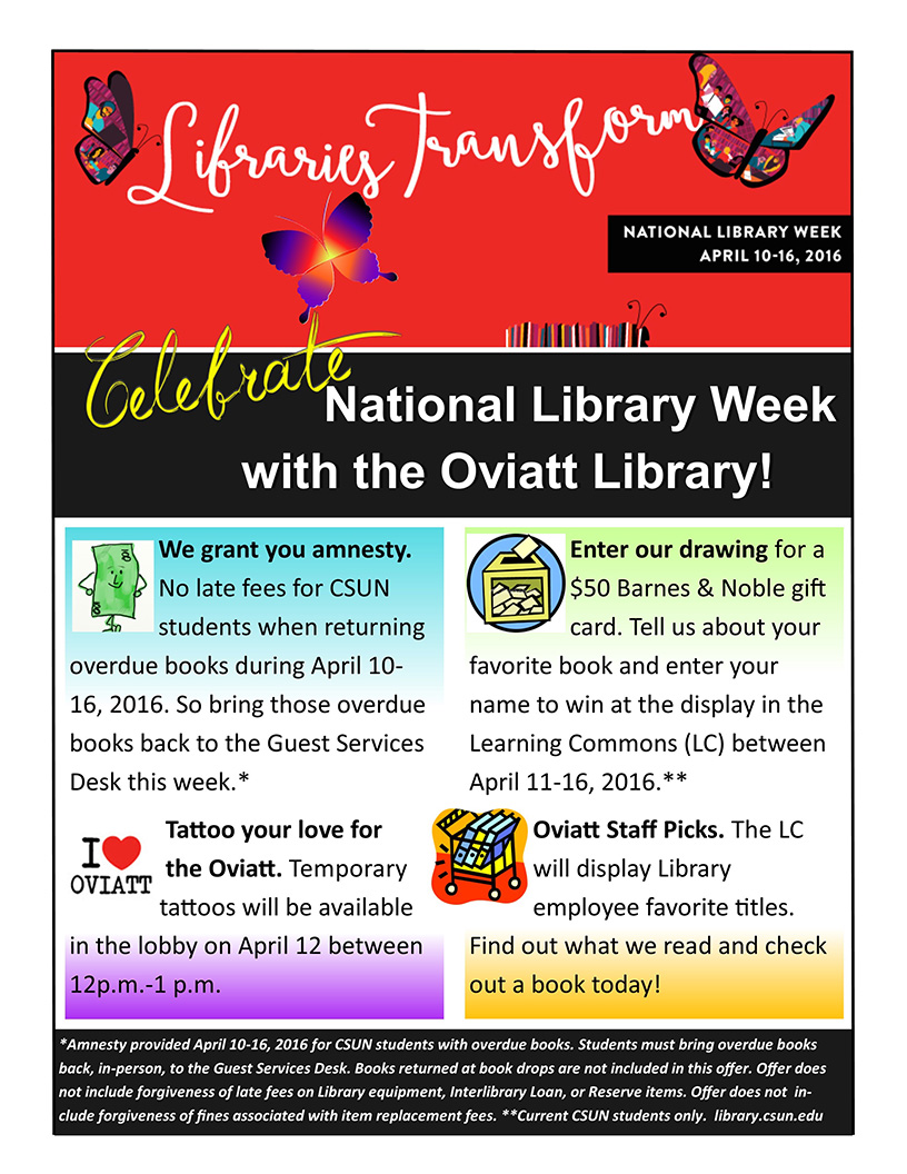 Flier for National Library Week - Full Text Below