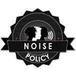 Logo with silhouettes of faces with words Noise Policy