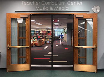 Entrance to the Teacher Curriculum Center and Music & Media at the Oviatt Library