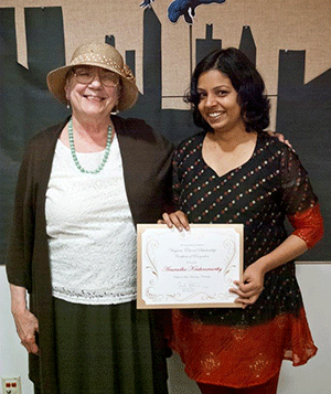 Virginia Elwood-Akers with Anuradha Krishnamurthy, 2014 winner of the Virginia Elwood-Akers Scholarship