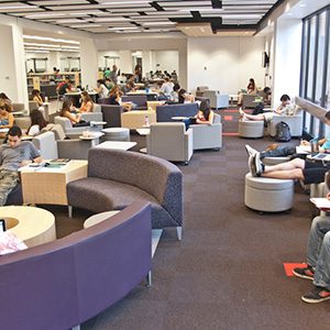 Students Enjoying the New Learning Commons at the Oviatt Library