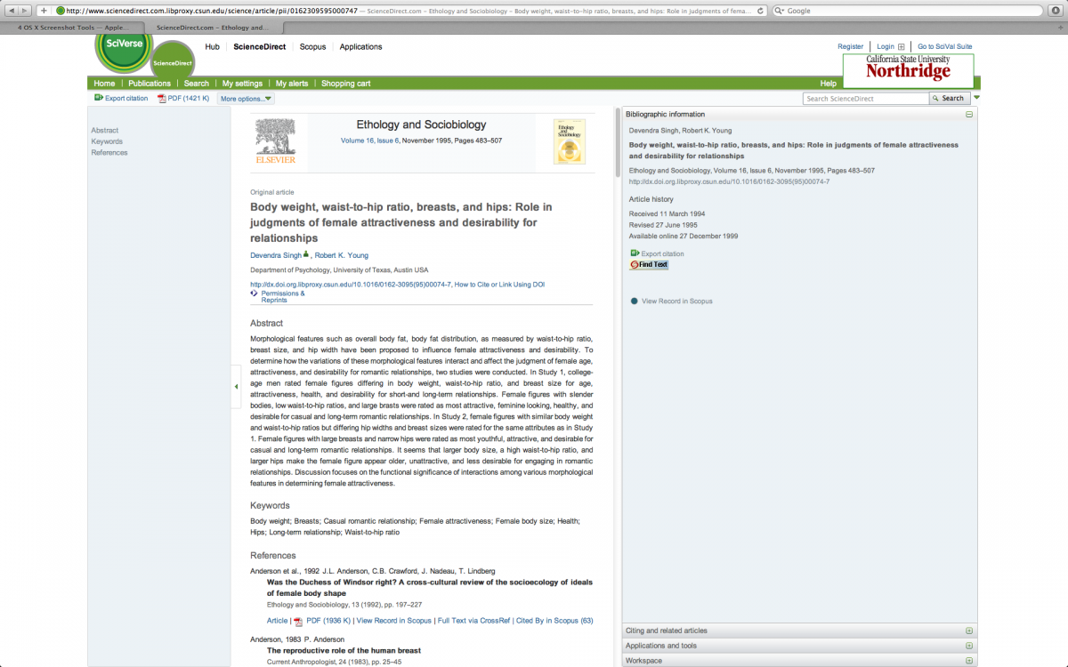 Article in Science Direct database in Journal Ethology and Sociobiolgy