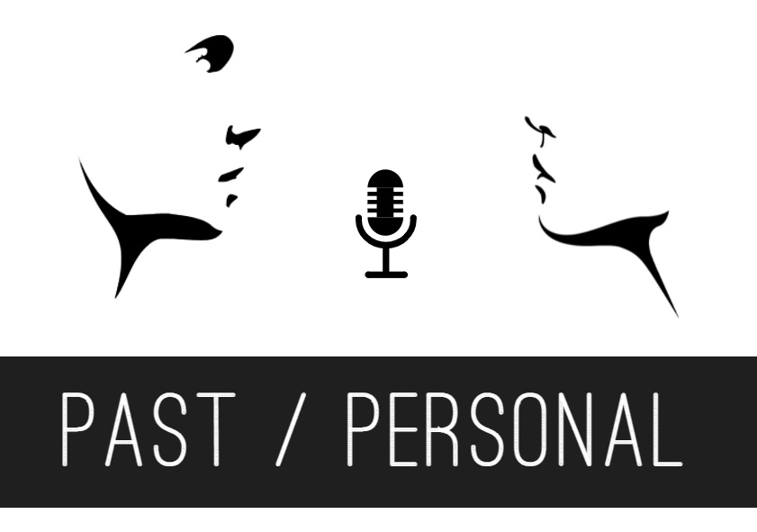 Past / Personal exhibit logo with two faces talking to a microphone