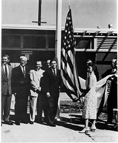 FIRST FLAG RAISING AT THE SAN FERNANDO VALLEY CAMPUS OF LOS ANGELES STATE COLLEGE, SEPT. 24, 1956