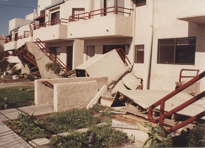 A CSUN DORMITORY DAMAGED BY THE 1994 EARTHQUAKE
