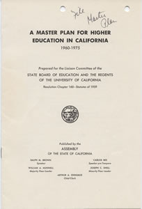 Document, A MASTER PLAN FOR HIGHER EDUCATION IN CALIFORNIA