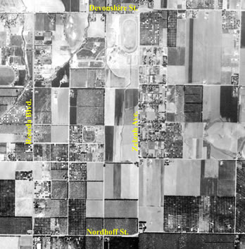 Aerial view of Northridge in 1949