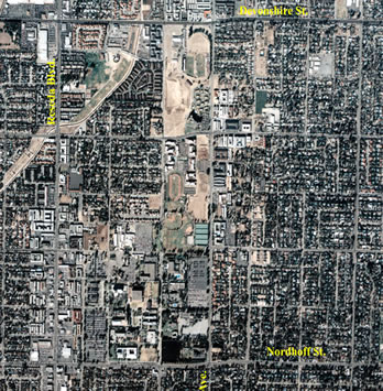 Aerial view of Northridge in 1989