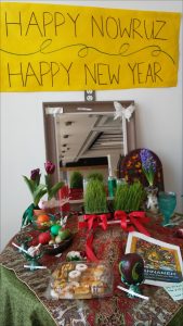 table that display items that celebrate Nowruz