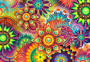 Patterned background with circular colorful shapes