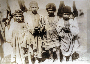 barefoot homeless Armenian children