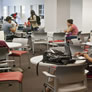 Students using our new study spaces in the west wing.