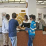 Students at the old information desk.