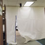 Plastic sheets put up for the new Learning Resource Center.