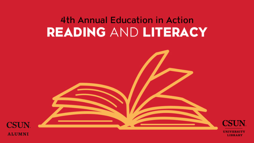 4th annual education in action, reading and literacy, drawing of a book