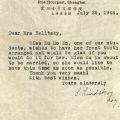 Letter Requesting Services from Aurora College, 1948