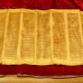 Fragment of a Torah scroll. Ten sheets of parchment sewn together