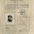 International Refugee Organization, Philippine Office, Certificate of Travel, 1950