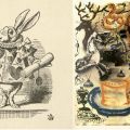 Side-by-side, John Tenniel and Salvador Dalí’s drawing from chapter 11, Who Stole the Tarts? in Alice‘s Adventures in Wonderland