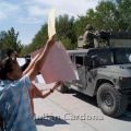 Anti-Military protest against kidnappings by the army at the main barracks, Juárez, 2008