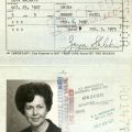 Information page, Zoya Shlakis’ passport, February 6, 1970