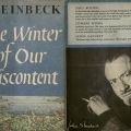 The Winter of our Discontent, first edition, dust jacket front and back cover, 1961