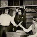 Candidate, Joy Picus looks on as her son Mark votes, 1973