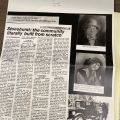 Newsclipping about the Stonehurst District including images of stonemason, Don Montelongo, and his wife, Delfina