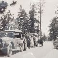 Johnson family standing on Emerald Bay Road, 1922, Johnson Family Echo Lake Photograph Collection
