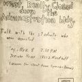 Flyer for a meeting to learn about what happened on November 4, 1968 from student’s who were arrested that day. Campus Unrest Collection