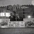 View through the window of the California Eagle Office. From the Harry Adams Collection.