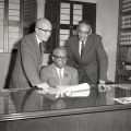 Congressman Gus Hawkins, Leon Washington, Loren Miller in Los Angeles. 1962, Harry Adams, 93.01.HA.B3.N45.515