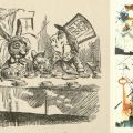Side-by-side, John Tenniel and Salvador Dalí’s drawing from chapter 7, A Mad Tea Party  in Alice‘s Adventures in Wonderland