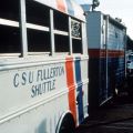 Shuttles from CSU Fullerton on CSUN campus in earthquake aftermath