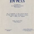 Invitation, Picus fundraising reception, May 1977